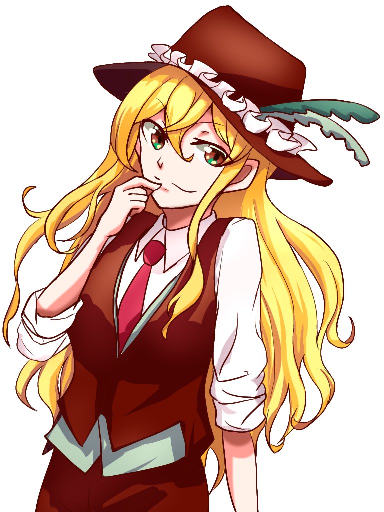 blonde_hair, collared_shirt, dolls_in_pseudo_paradise, finger_to_mouth, hat, hat_ornament, jacket_girl_(dipp), looking_at_viewer