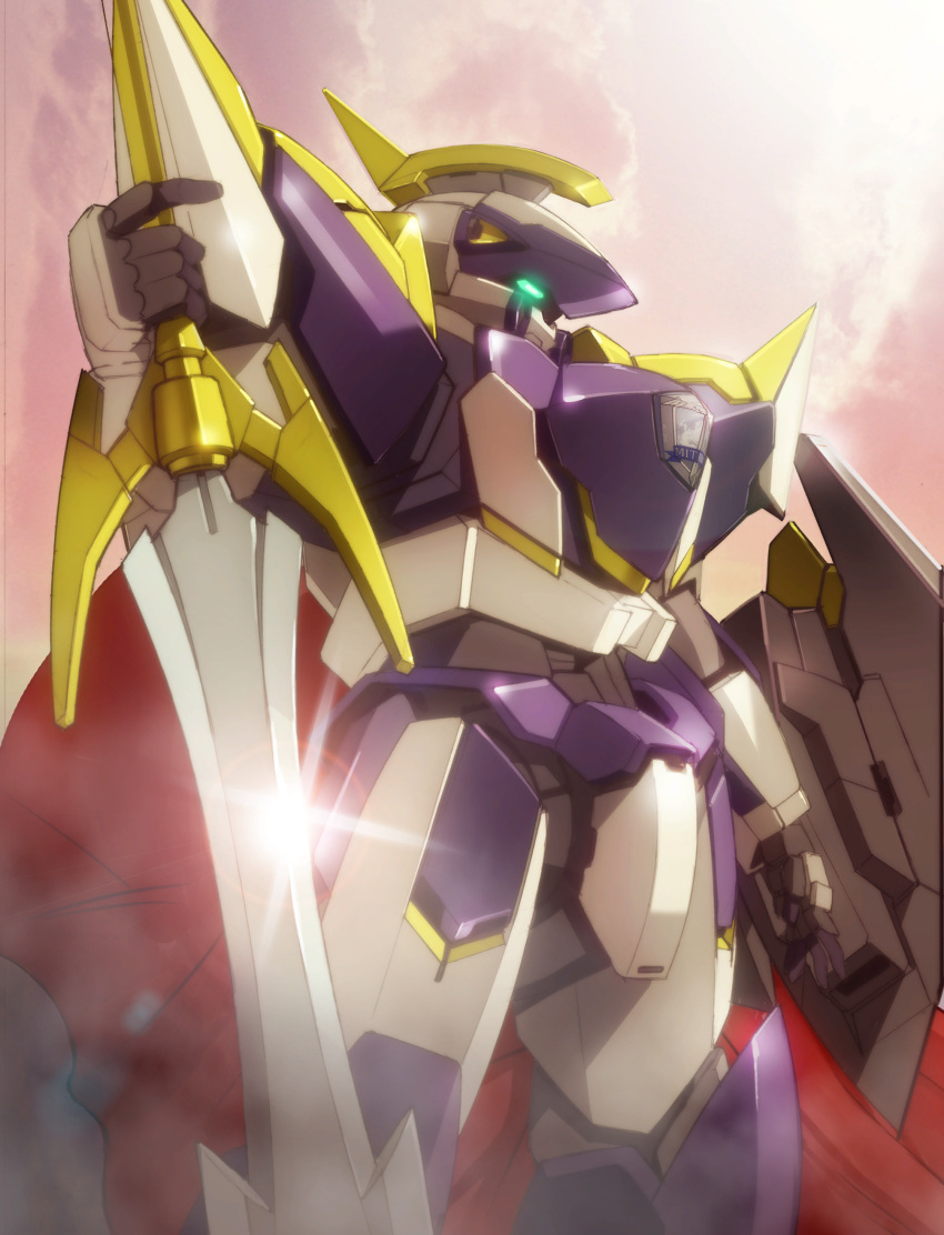absurdres, arm_slave_(mecha), arx-7_arbalest, blue_eyes, clouds, cloudy_sky, fantasia_re:build, from_side