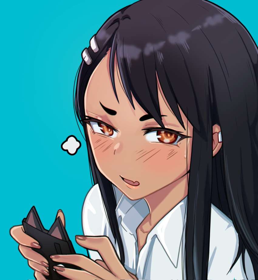 animal_ears, black_hair, blush, cat_ears, datli64, fang, hachiouji_naoto, hair_ornament