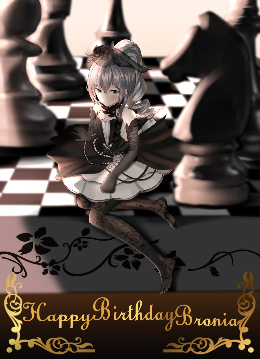 1girl, absurdres, bare_shoulders, black_dress, black_gloves, black_legwear, bronya_zaychik, bronya_zaychik_(black_nucleus)