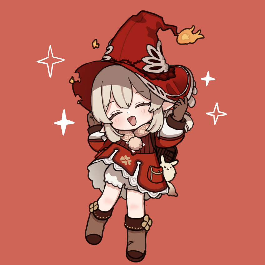 1girl, :d, ^_^, artifact_(genshin_impact), backpack, bag, bangs, blonde_hair