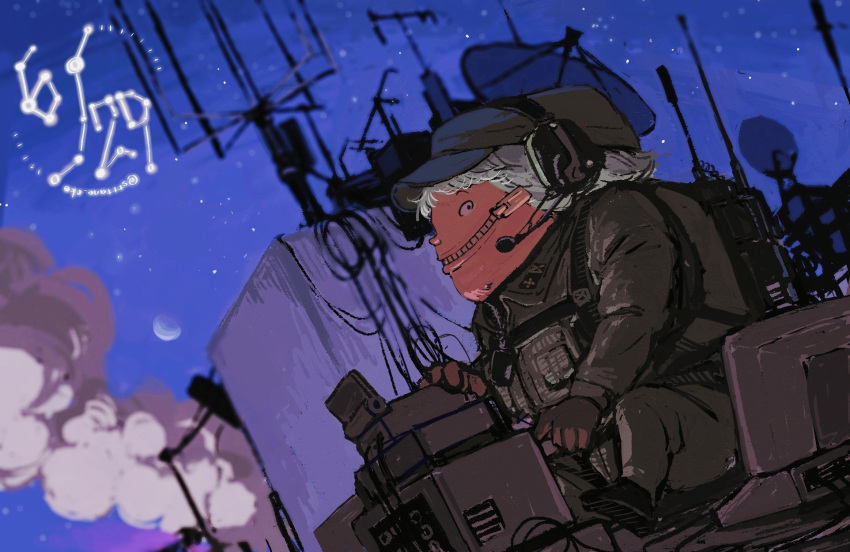 1boy, cp9, fukurou_(one_piece), grin, hat, headphones, highres, looking_at_viewer