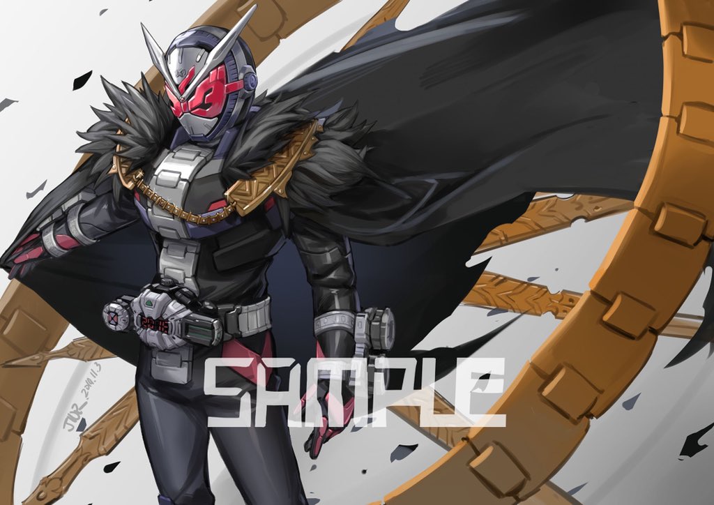 1boy, 2018, armor, black_cape, breastplate, cape, chain, clock