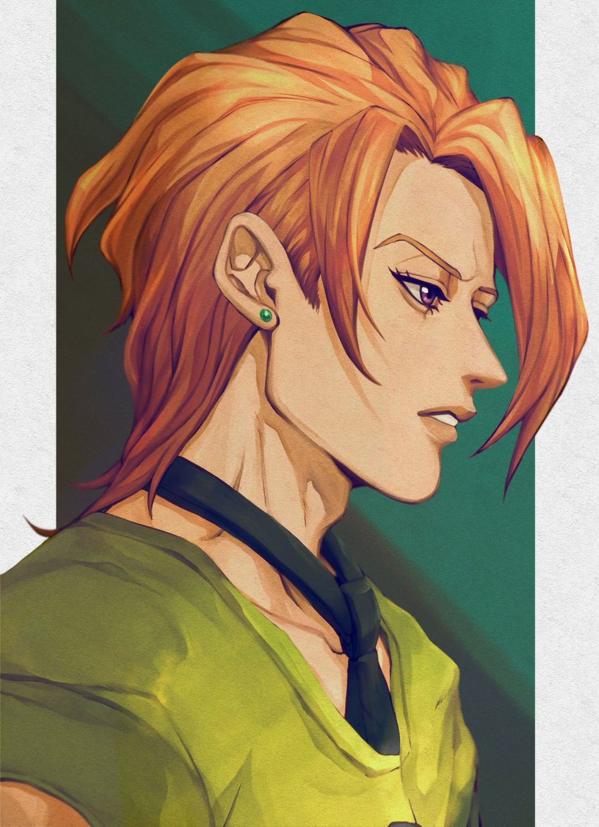 1boy, clothing_cutout, earrings, formal, highres, hospital_0434, jewelry, jojo_no_kimyou_na_bouken