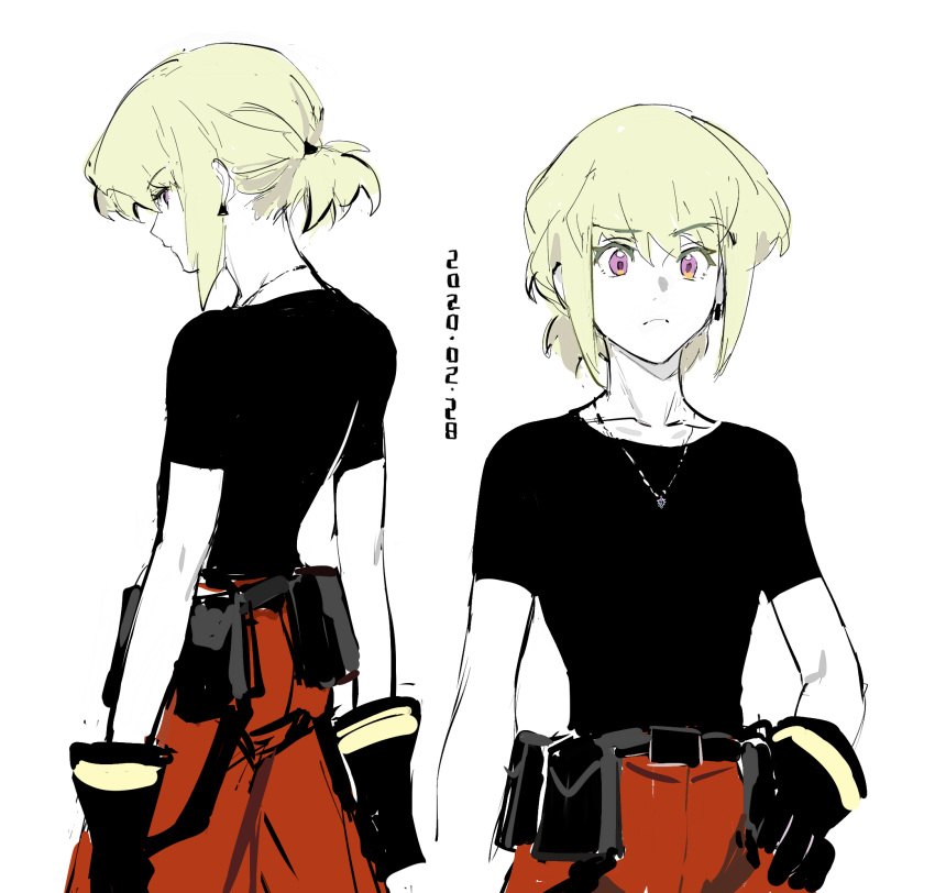 1boy, androgynous, black_gloves, black_shirt, earrings, eyebrows_visible_through_hair, frown, gloves