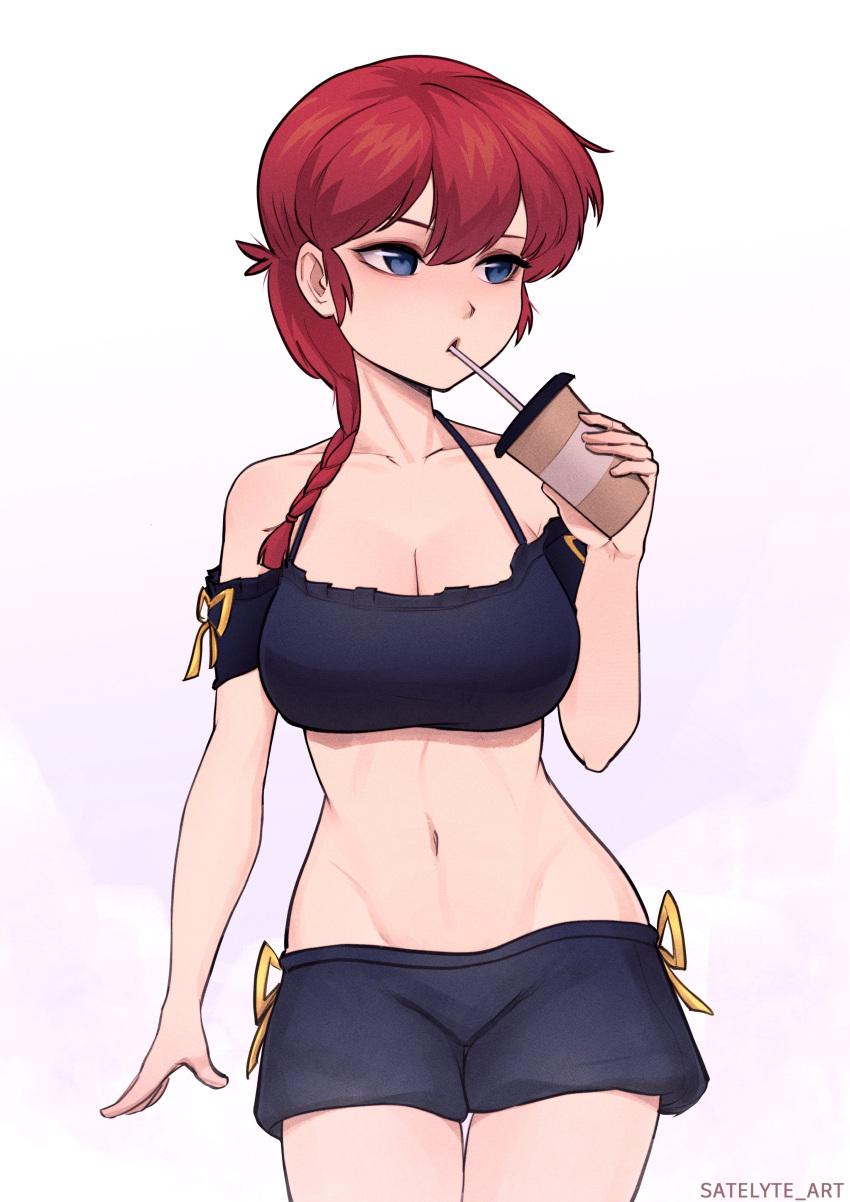 1girl, absurdres, artist_name, bangs, black_bra, black_shorts, blue_eyes, bra