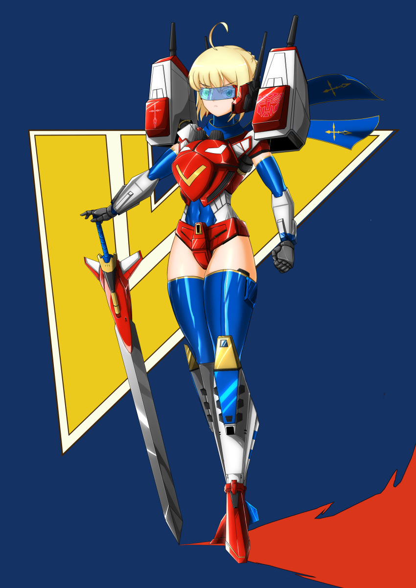 1girl, absurdres, ahoge, ark_line, armor, armored_boots, artoria_pendragon_(fate), autobot