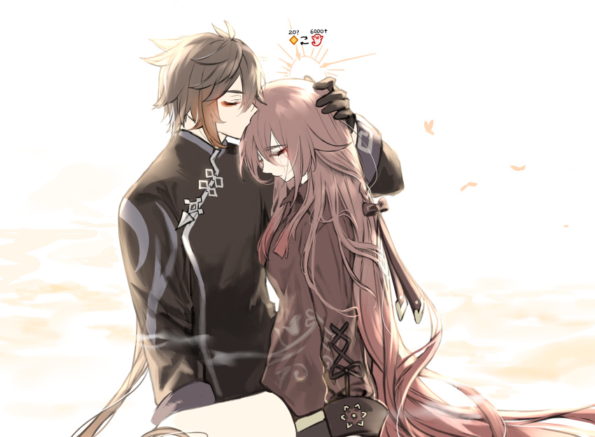 1boy, 1girl, absurdres, age_difference, age_switch, alternate_costume, bangs, black_hair