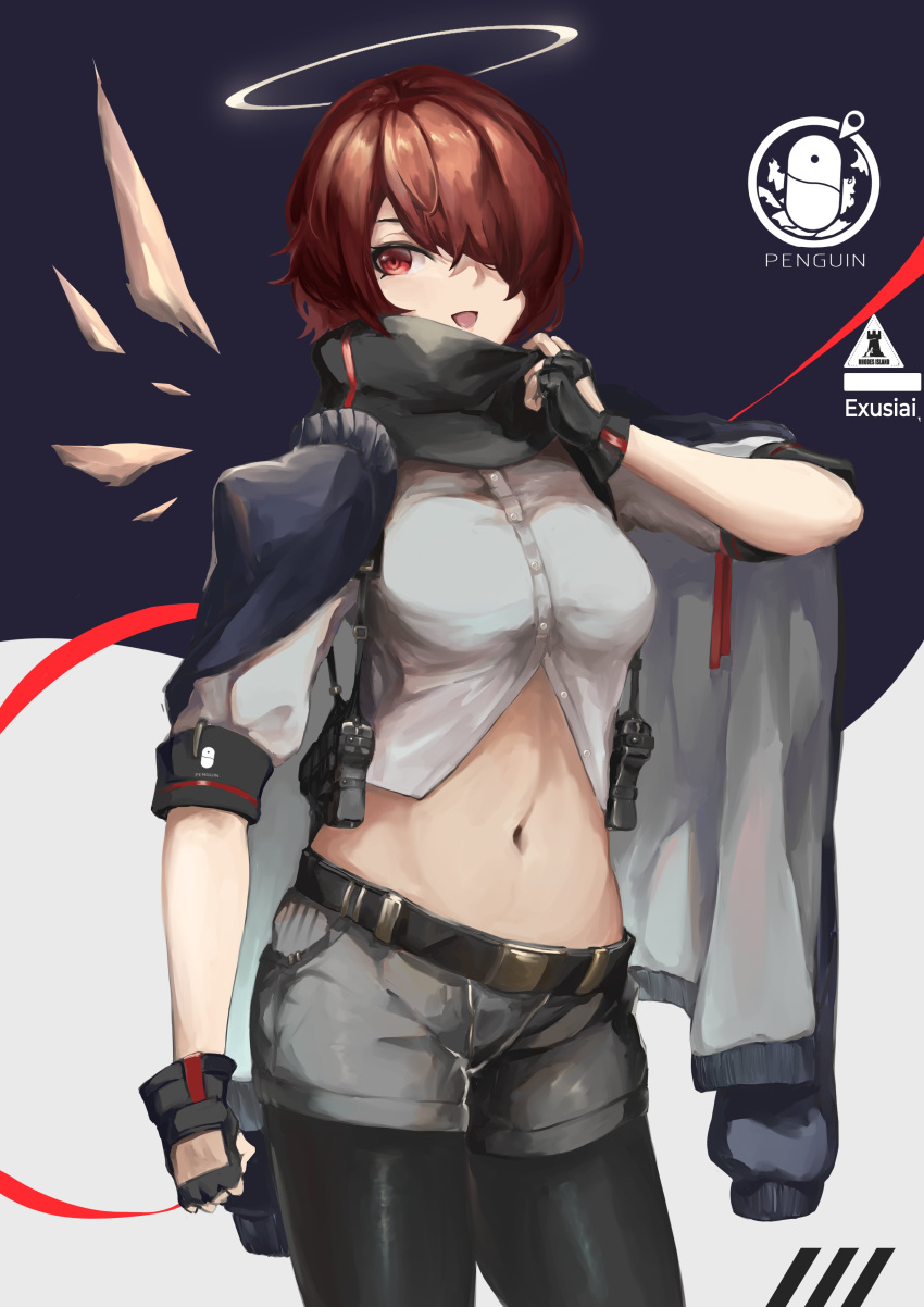 1girl, :d, absurdres, adapted_costume, arknights, bangs, black_gloves, black_legwear