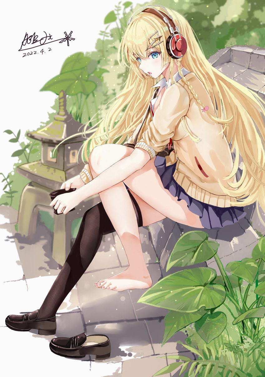 1girl, :o, absurdres, age_fx, alternate_costume, azur_lane, bag, barefoot