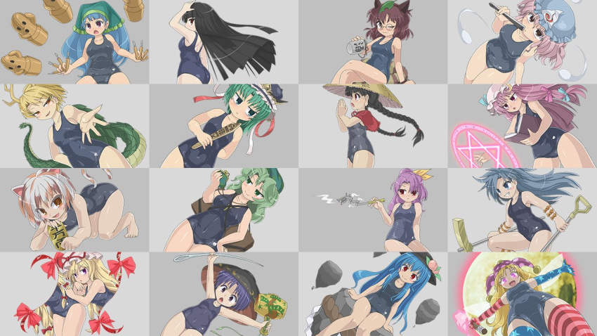 6+girls, ajirogasa, american_flag_gloves, american_flag_legwear, animal_ears, antlers, arm_ribbon, arm_strap