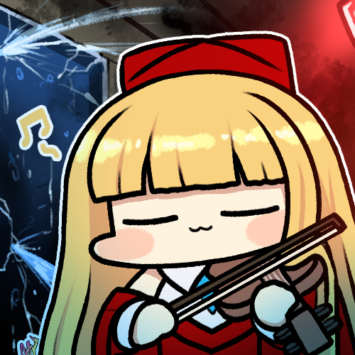 1girl, :3, bangs, blonde_hair, blunt_bangs, cardinal_armand, chibi, closed_eyes