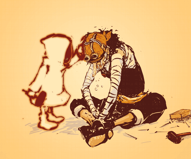 bandage, bandana, crossed_legs, fingernails, ghost, goggles, going_merry, hammer