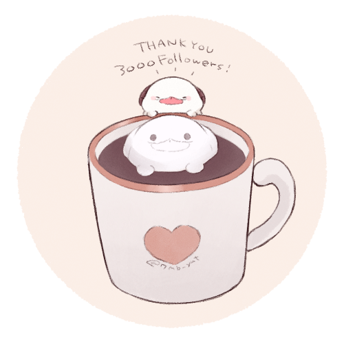 7mb_yut, animal, animal_focus, artist_name, chibi, closed_eyes, commentary, cup