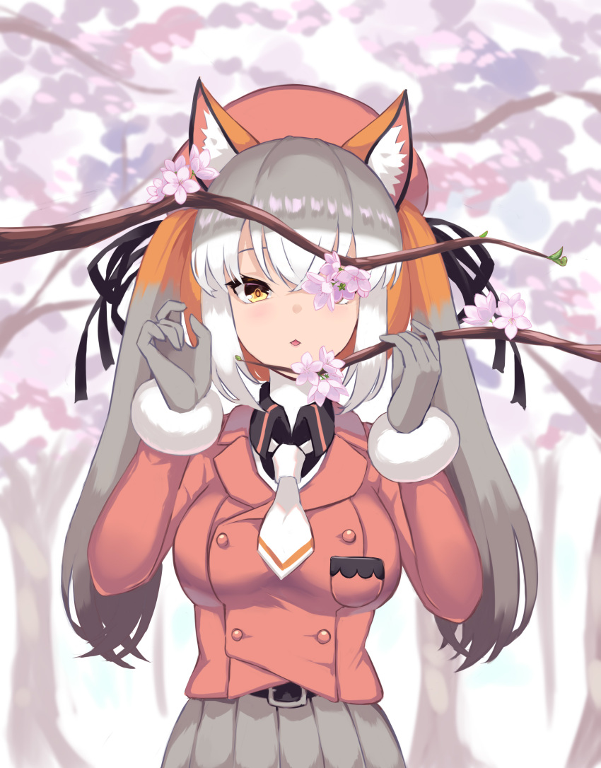 1girl, animal_ear_fluff, animal_ears, fox_ears, fox_girl, fox_tail, gloves, highres