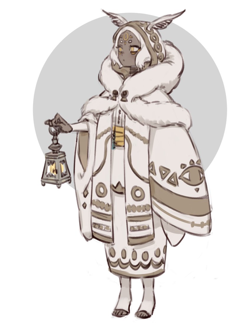 1girl, antennae, call_of_cthulhu, dark-skinned_female, dark_skin, fire, holding, holding_lantern