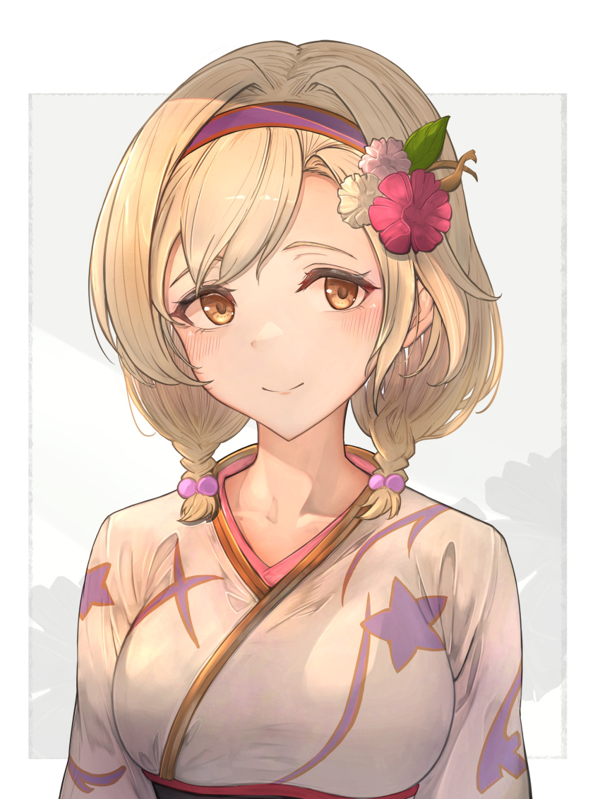 1girl, asaikeu, blonde_hair, braid, breasts, brown_hair, collarbone, djeeta_(granblue_fantasy)