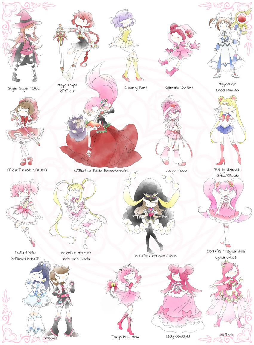 6+girls, absurdres, amulet_heart, bishoujo_senshi_sailor_moon, cardcaptor_sakura, commentary_request, copyright_name, creamy_mami
