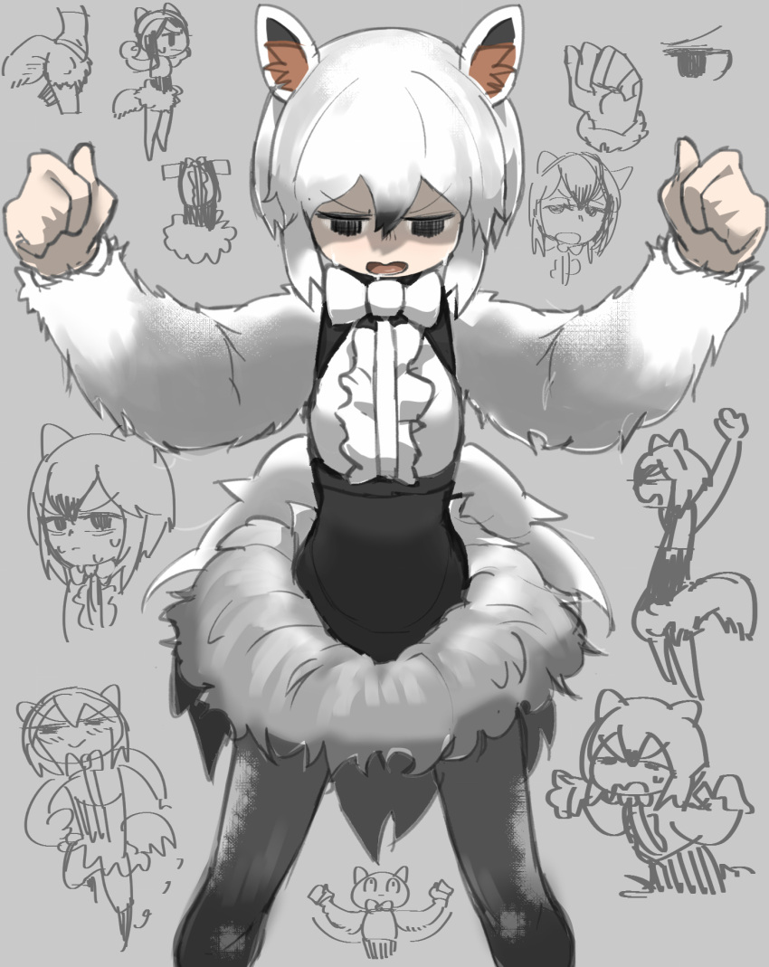 1girl, animal_ears, bangs, black_eyes, black_hair, black_legwear, bow, bowtie