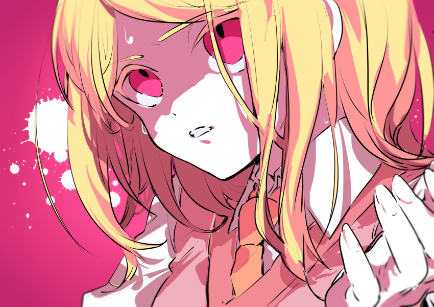 1girl, akamatsu_kaede, bangs, clenched_teeth, collared_shirt, danganronpa_(series), danganronpa_v3:_killing_harmony, hand_up