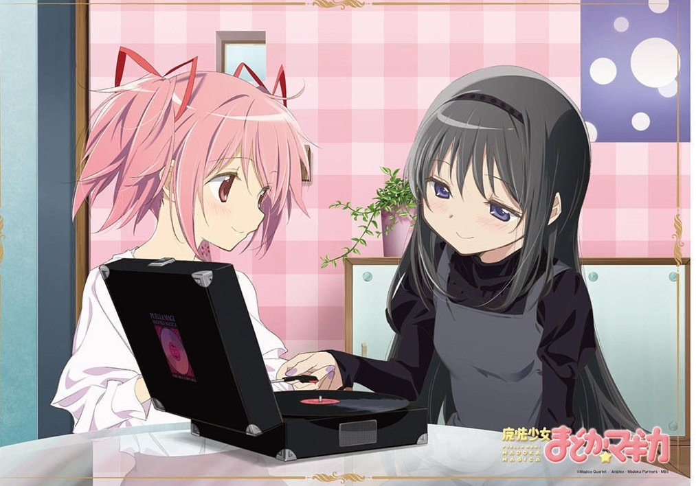 2girls, alternate_costume, black_hair, black_hairband, blush, copyright_name, couple, dot_nose