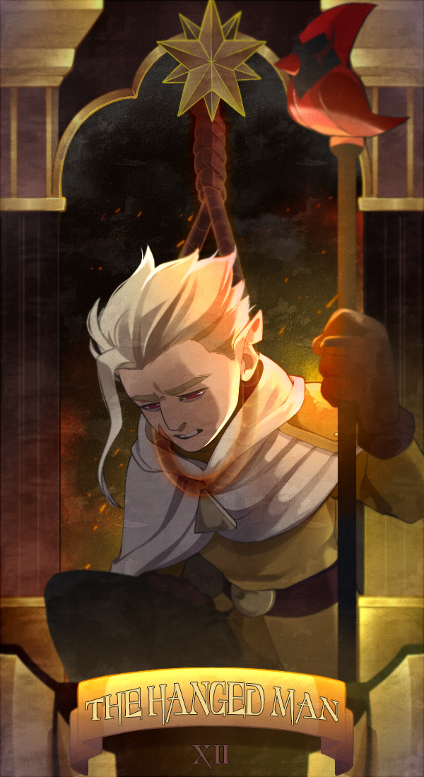 1boy, belt, blonde_hair, clenched_teeth, cloak, flapjack_(the_owl_house), gloves, hood