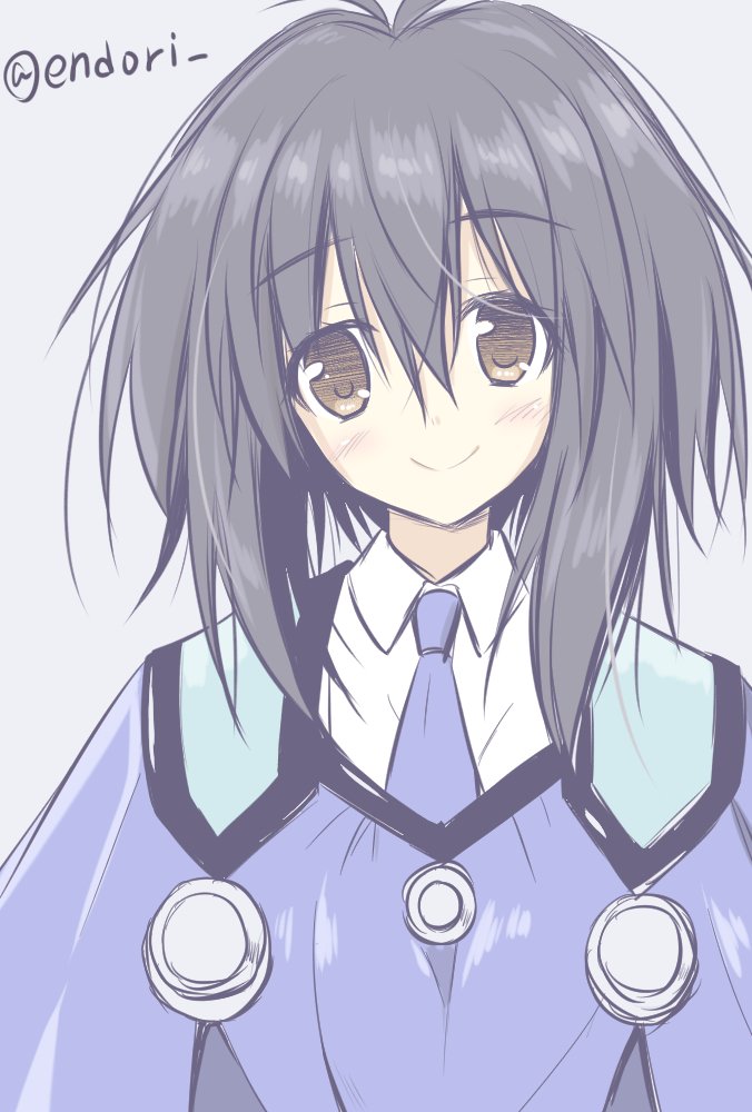 1990s_(style), 1girl, black_hair, blush, brown_eyes, closed_mouth, endori, long_hair