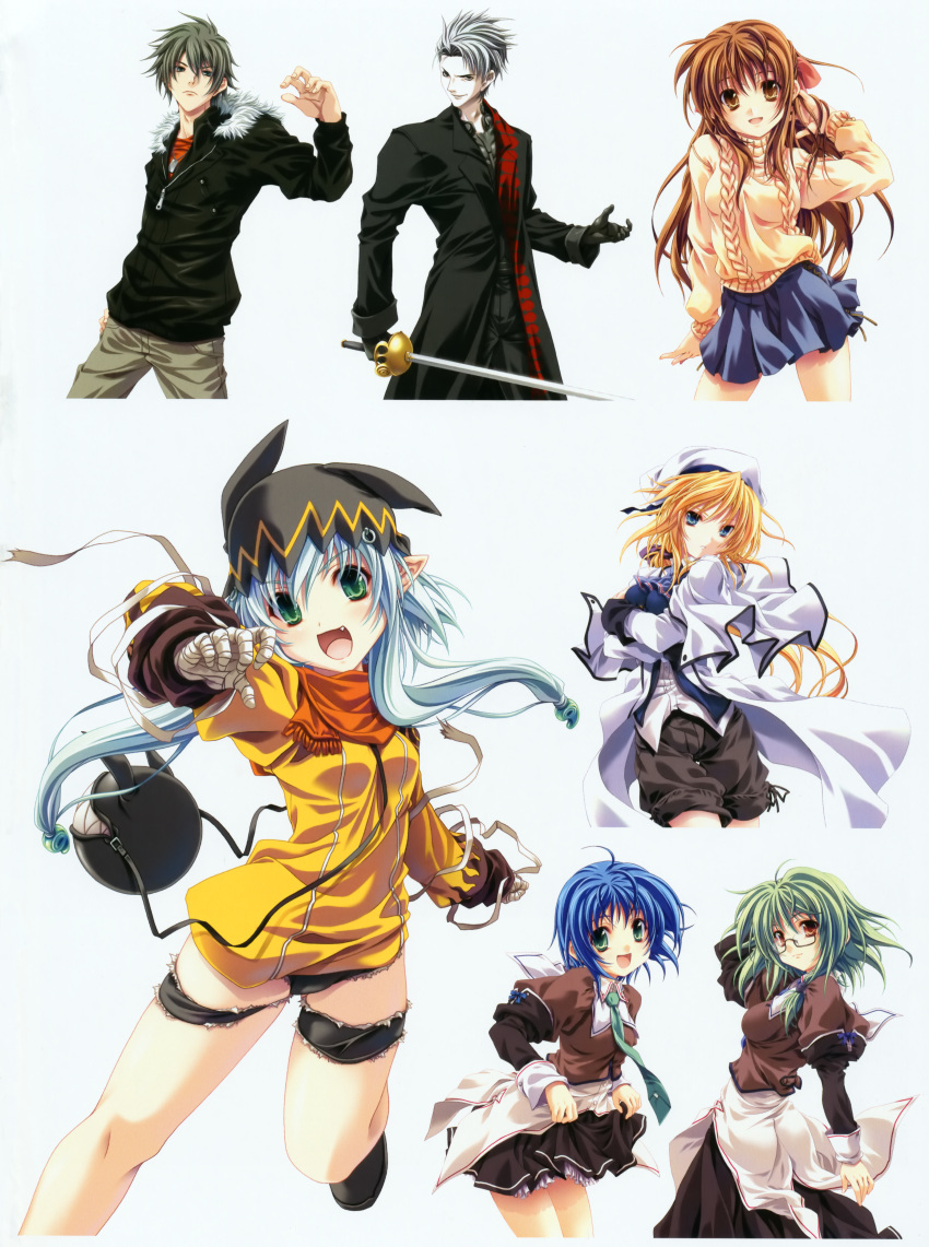akira_(togainu_no_chi), heathcliff_cosgrave, jingai_makyou, kanojo-tachi_no_ryuugi, kashima_kiyomi, kayou_chisato, kaze_no_ushiro_wo_ayumumono_(kazeko), glasses