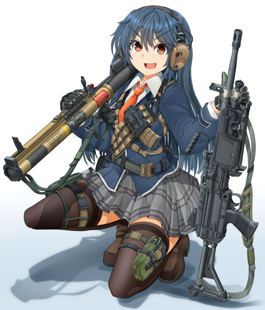 1girl, absurdres, blazer, blue_hair, blue_jacket, brown_eyes, brown_footwear, cloud9