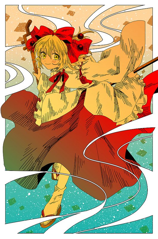 1girl, border, bow, bow_(music), closed_mouth, commentary_request, detached_sleeves, erhu