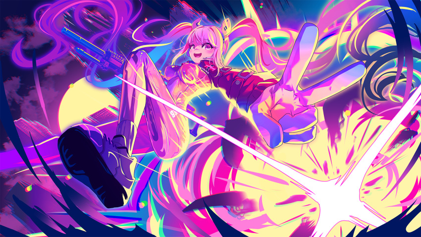 1girl, berryverrine, blue_hair, blush, chromatic_aberration, clothing_request, covered_nipples, diffraction_spikes