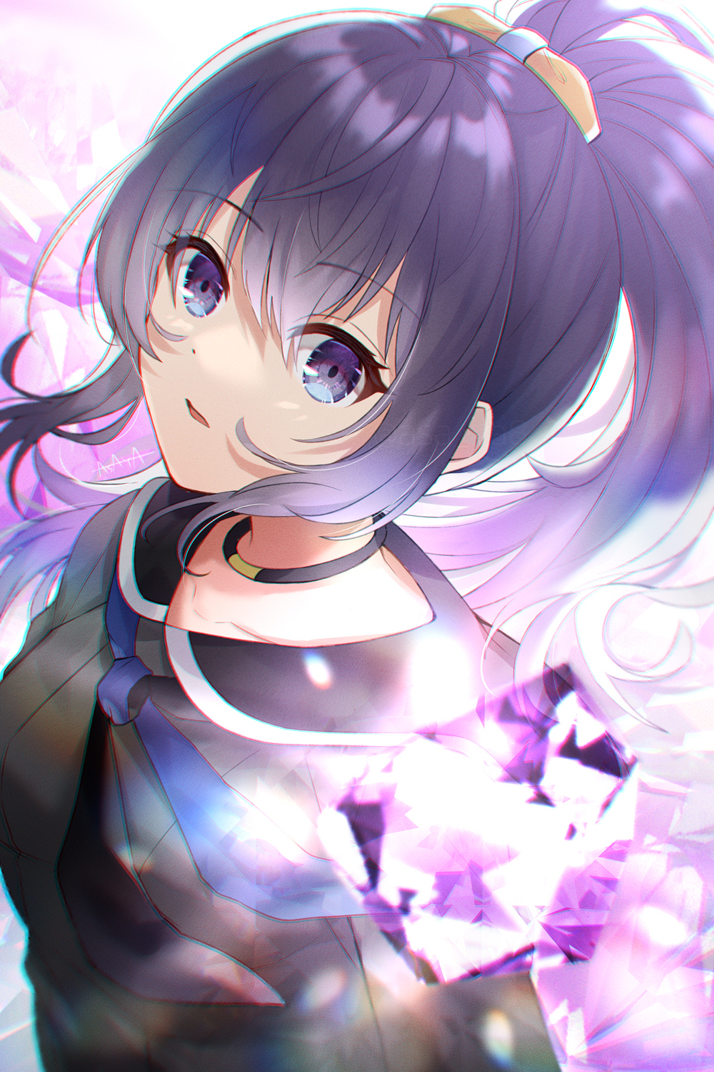 1girl, asahina_mafuyu, asaya-bigun, bangs, black_neckerchief, black_sailor_collar, blue_eyes, blue_neckerchief