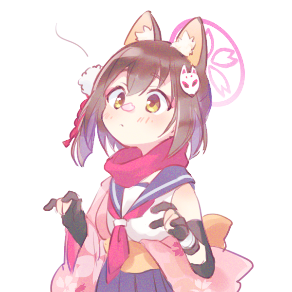 1girl, animal_ear_fluff, animal_ears, bandaged_arm, bandages, black_gloves, blue_archive, blue_sailor_collar