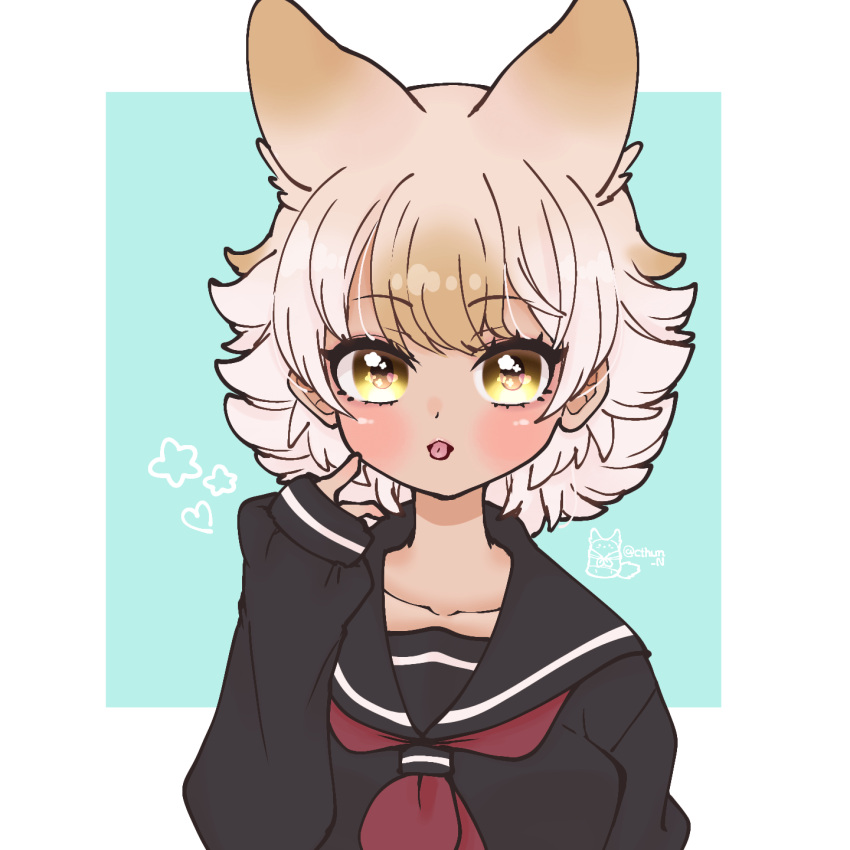 animal_ears, black_jacket, blonde_hair, coyote, coyote_(kemono_friends), coyote_girl, coyote_tail, cthun_n