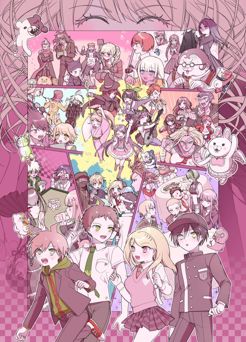 6+boys, 6+girls, ahoge, akamatsu_kaede, amami_rantarou, antenna_hair, asahina_aoi, bangs