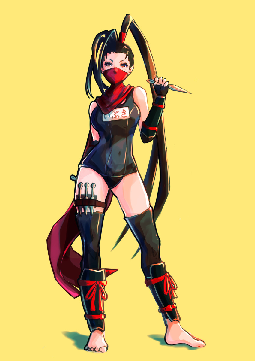 1girl, absurdres, antenna_hair, ap_cammy, barefoot, black_hair, breasts, english_commentary