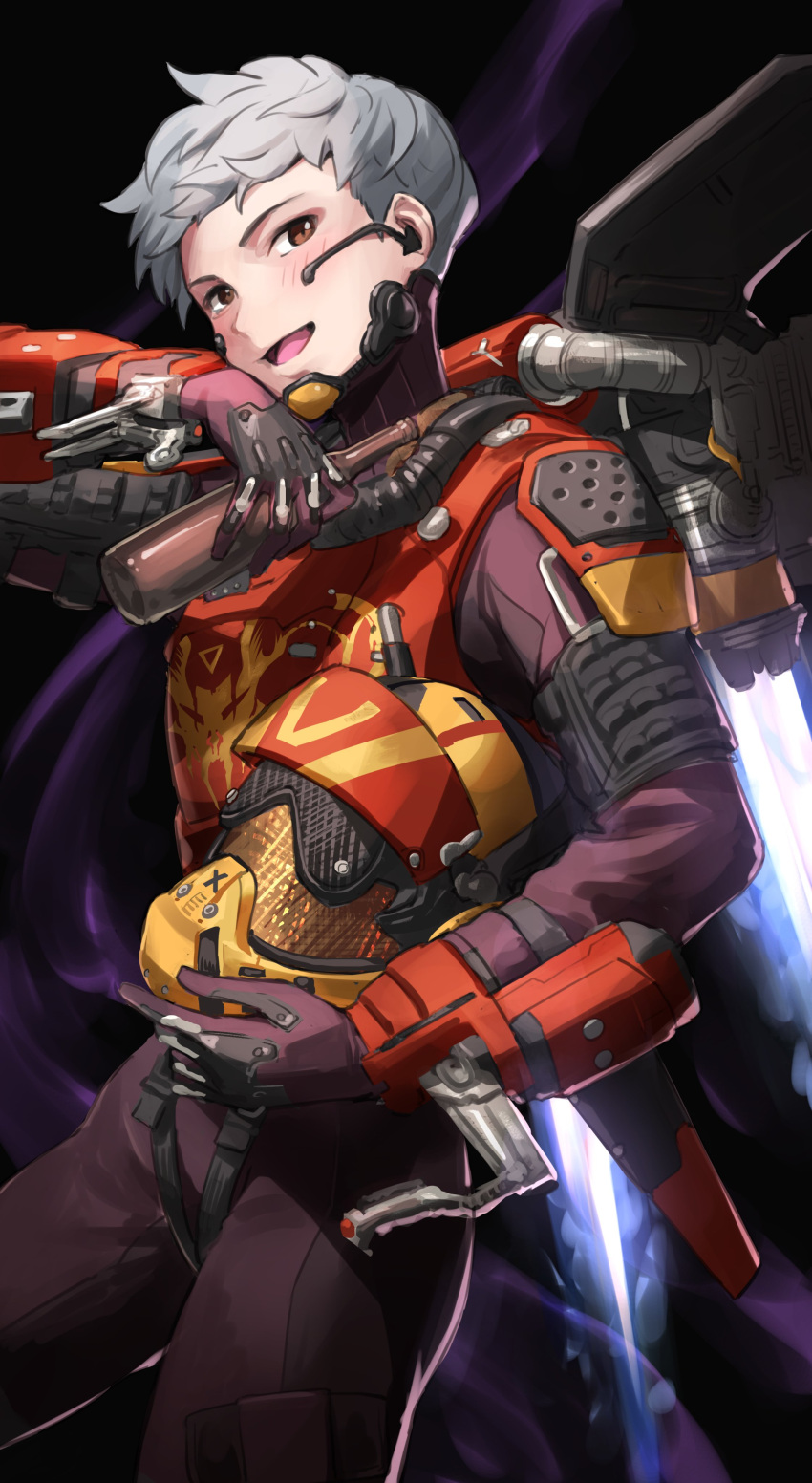 1girl, absurdres, apex_legends, armor, birthright_valkyrie, black_background, blush, bodysuit