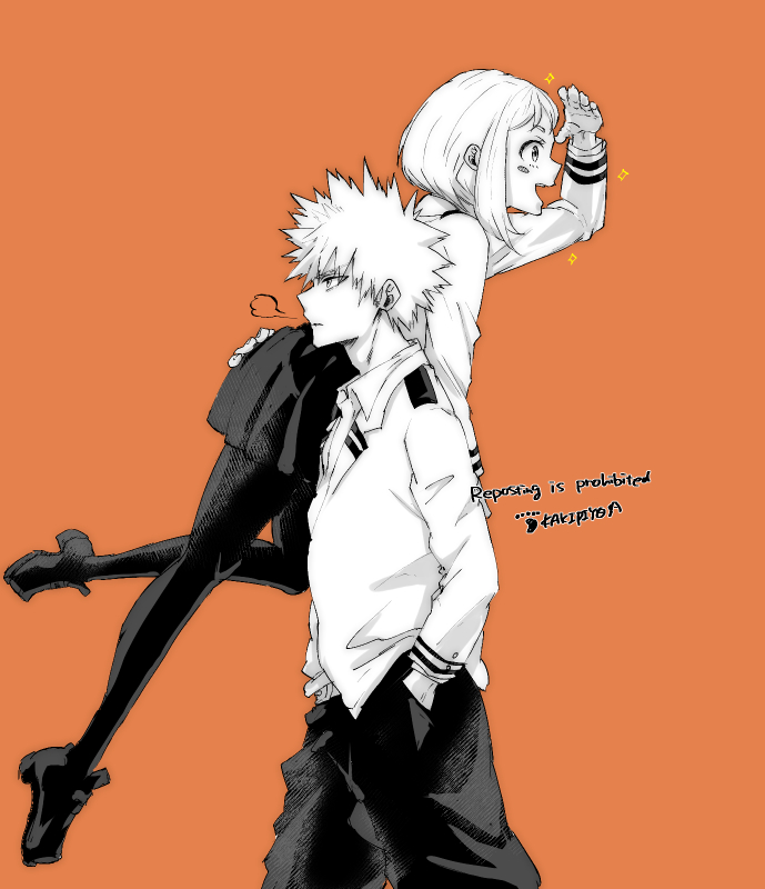 1boy, 1girl, bakugou_katsuki, blazer, boku_no_hero_academia, carrying, carrying_over_shoulder, carrying_person