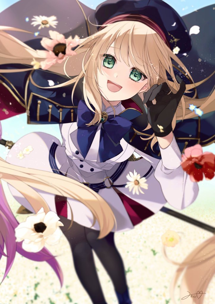 1girl, artoria_pendragon_(caster)_(fate), artoria_pendragon_(fate), black_gloves, black_legwear, blonde_hair, blue_bow, blue_cape