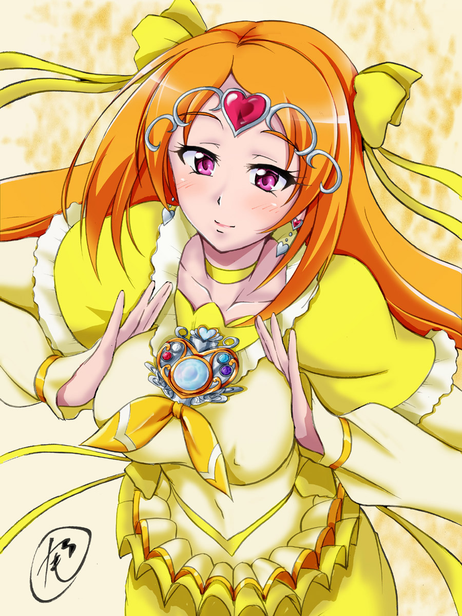 breasts, cure_muse_(yellow), highres, large_breasts, older, precure, shirabe_ako, suite_precure