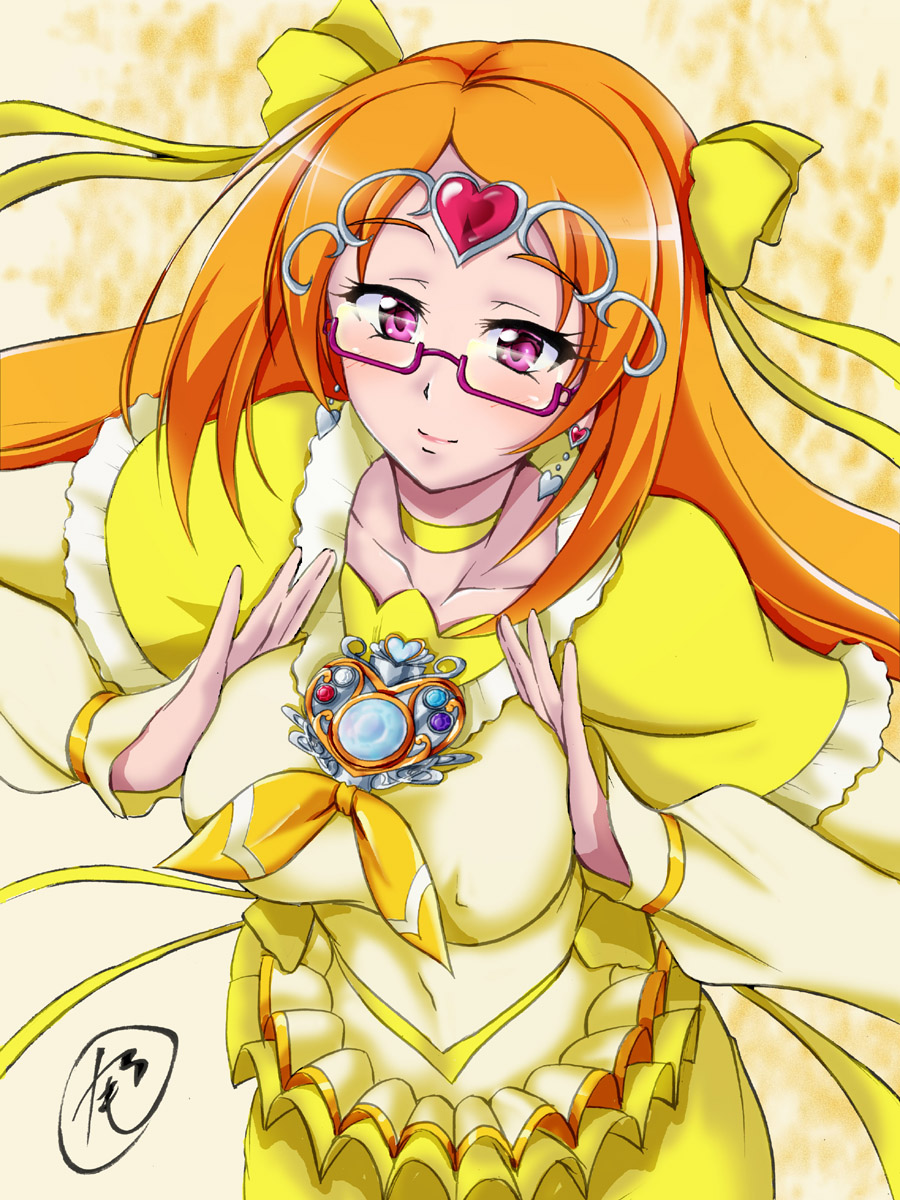 breasts, cure_muse_(yellow), highres, large_breasts, older, precure, shirabe_ako, suite_precure
