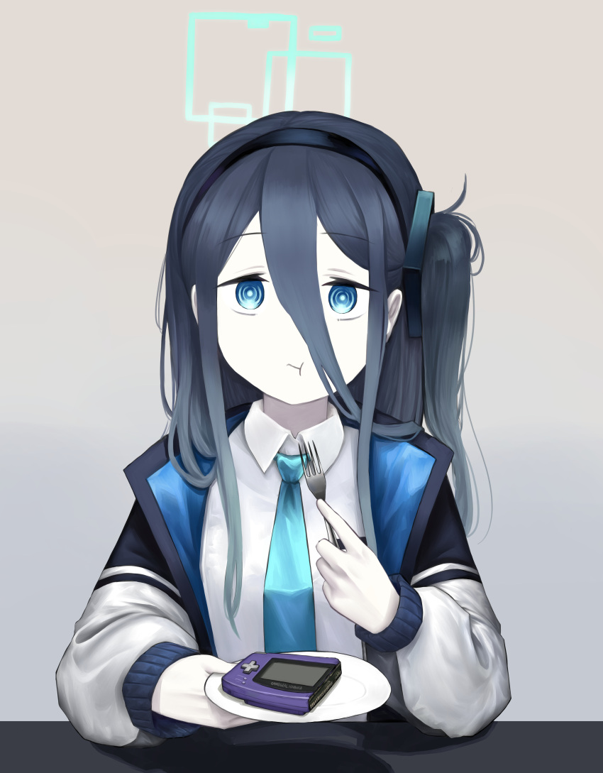 1girl, absurdres, aimpoleume, arisu_(blue_archive), bangs, black_hair, black_hairband, black_jacket