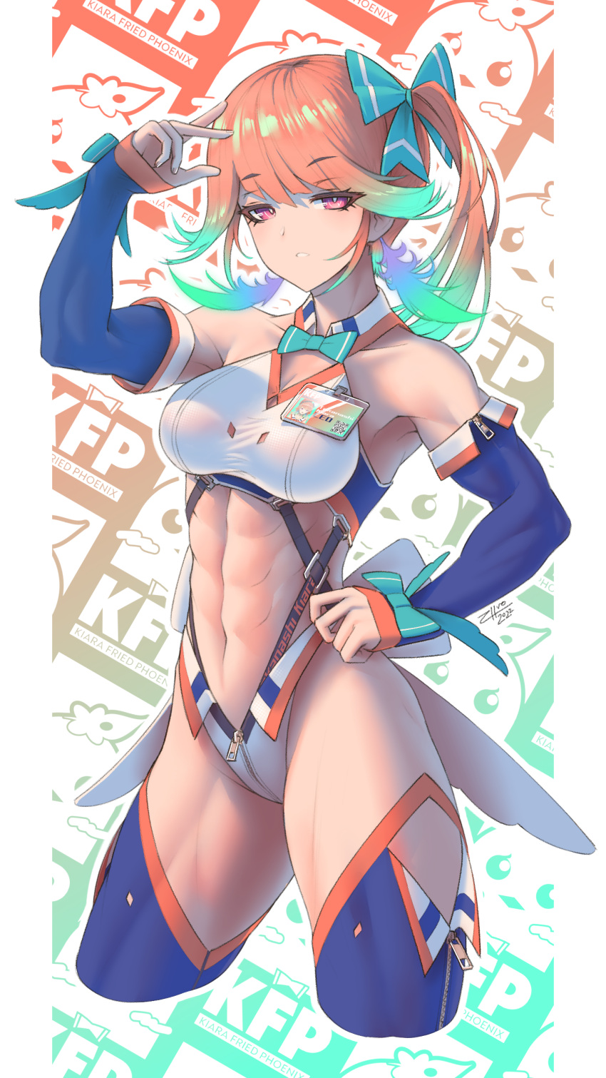 1girl, 2022, abs, absurdres, alternate_costume, alternate_hairstyle, bangs, blue_legwear