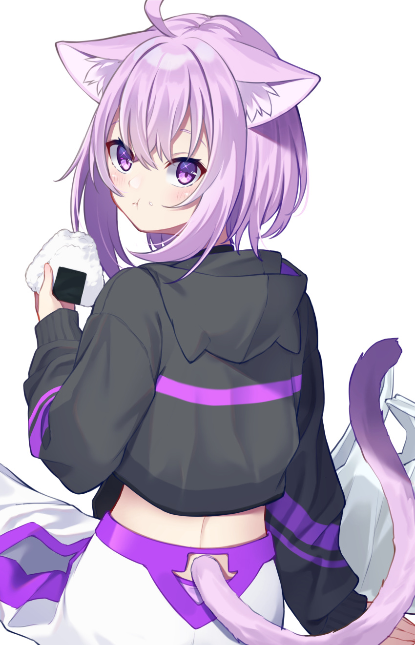 1girl, :t, absurdres, ahoge, animal_ear_fluff, animal_ears, animal_hood, bag