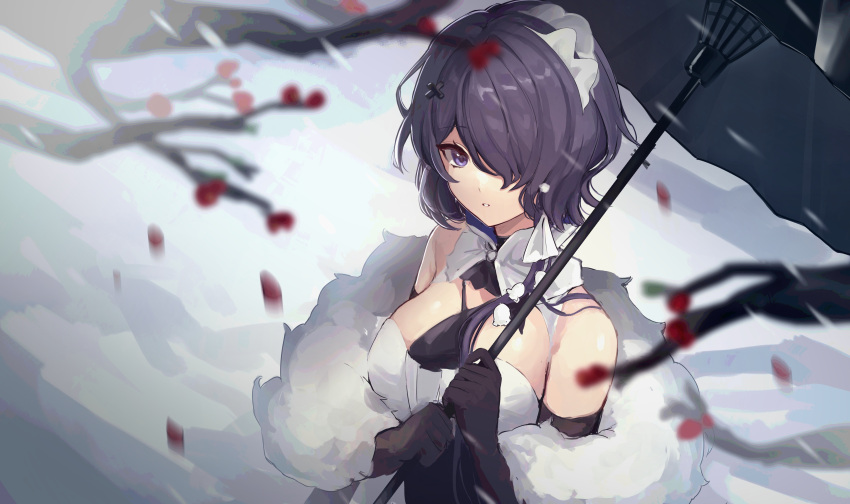 1girl, absurdres, arknights, bangs, bare_shoulders, black_gloves, breast_grab, breasts