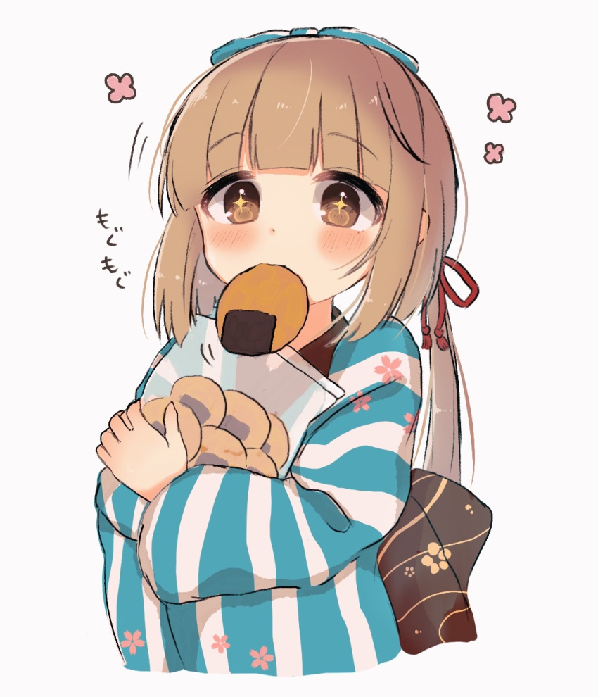 +_+, 1girl, bangs, blunt_bangs, blush, bow, brown_hair, cropped_torso