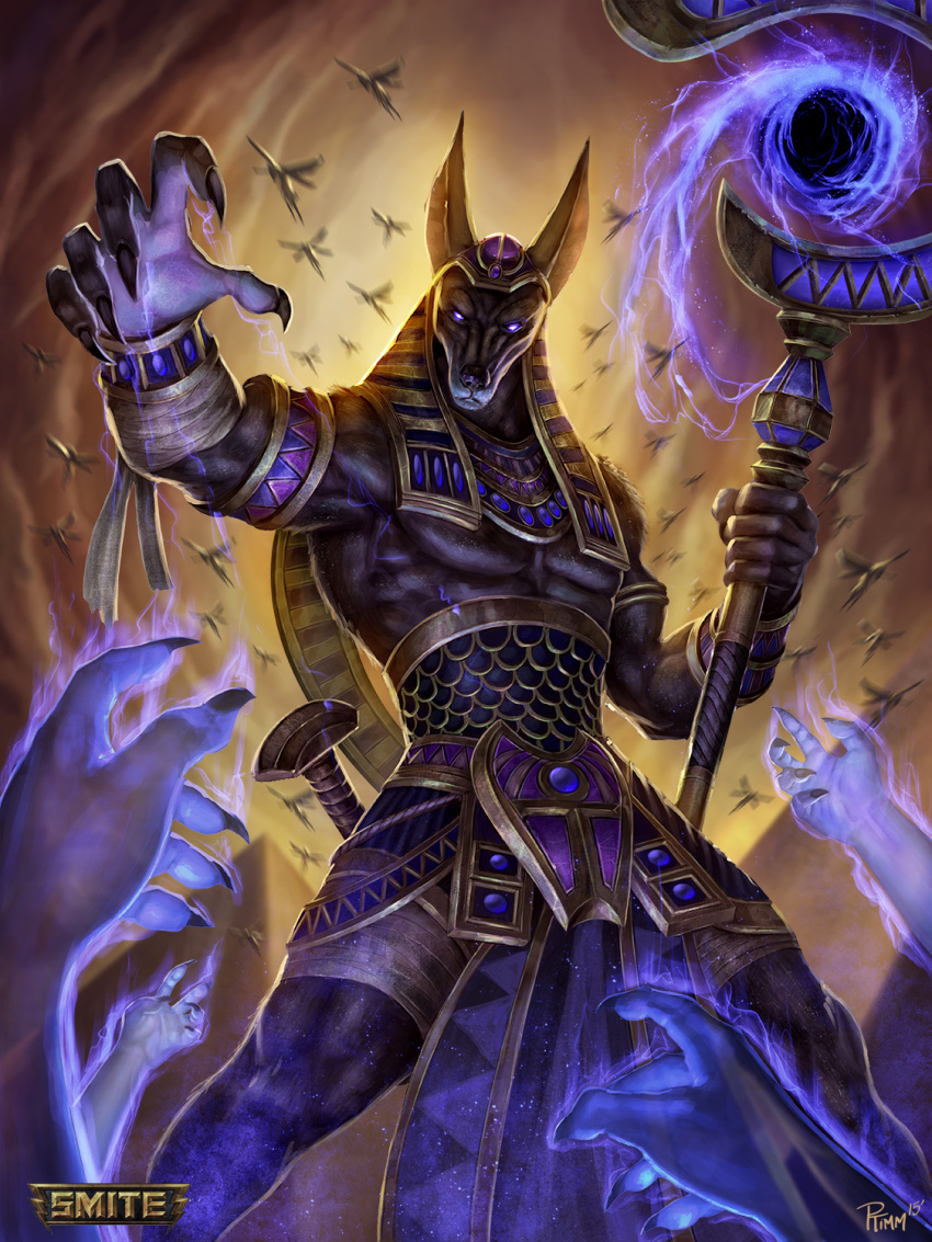 anubis, egyptian, egyptian_clothes, egyptian_mythology, god_of_war, highres, jackal, non-web_source