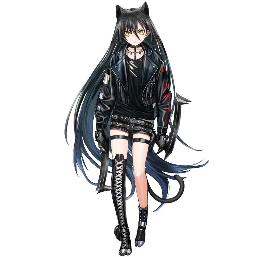 >:(, 1girl, animal_ears, arknights, asymmetrical_footwear, bangs, belt, black_footwear