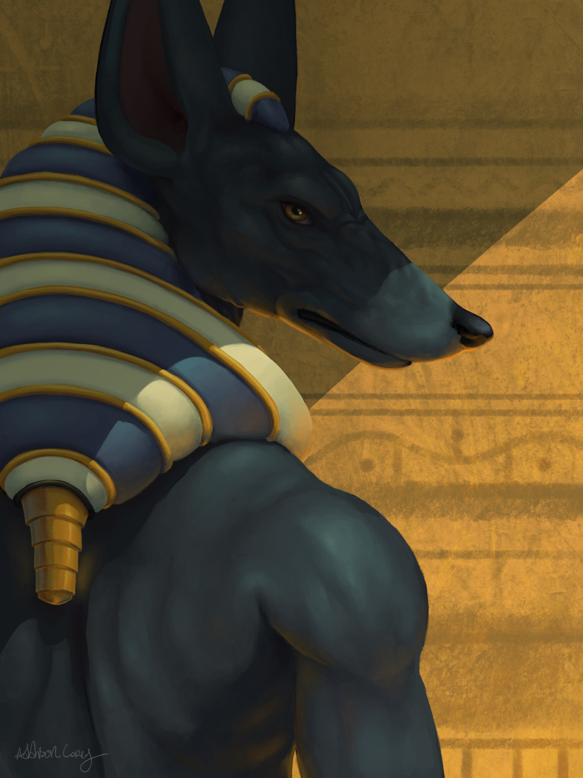 anubis, egyptian, egyptian_clothes, egyptian_mythology, god_of_war, jackal, non-web_source, pharaoh