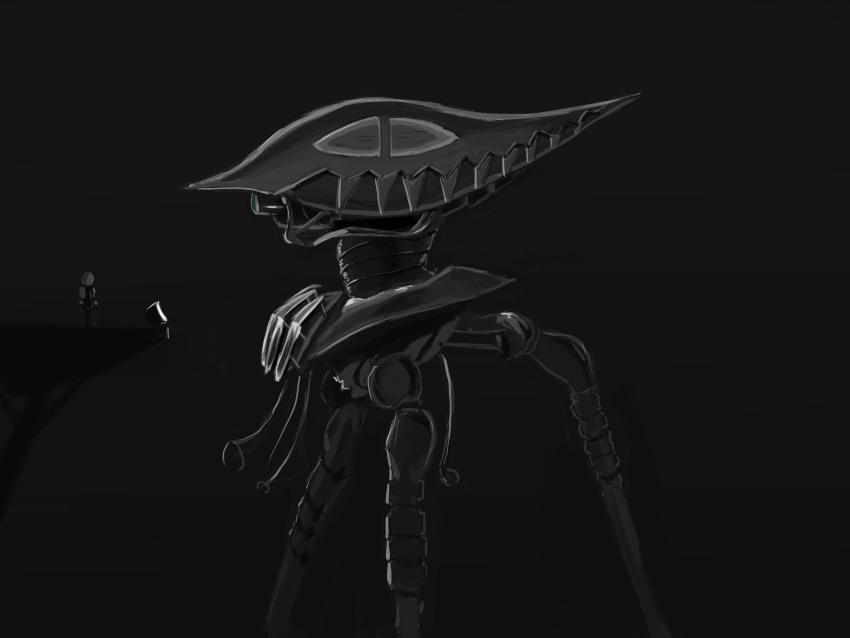 1other, alien, amacalva, commentary, commentary_request, dark_background, feet_out_of_frame, from_side